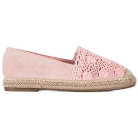 Small Swan Mocka Espadrilles med spets rosa