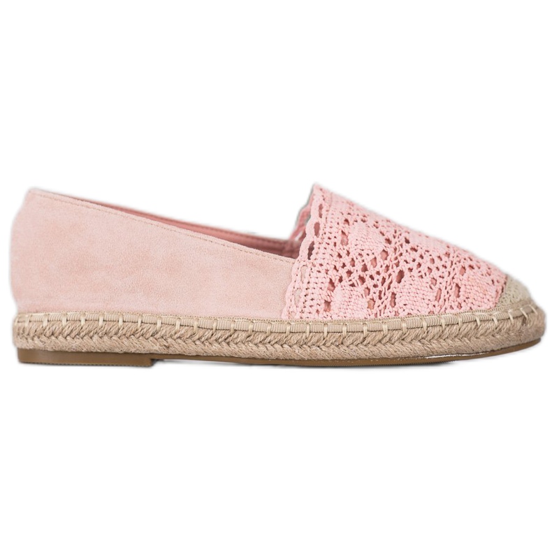 Small Swan Mocka Espadrilles med spets rosa