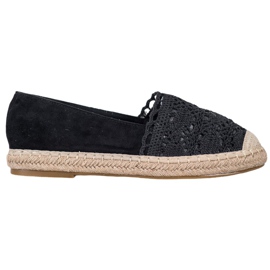 Small Swan Mocka Espadrilles med spets svart