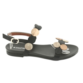 M.Daszyński Svarta sandaler med gyllene ringar Daszyński MR1958-1 gul