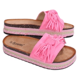 Boho rosa tofflor för kvinnor CK138P Fluoresceml Fushie