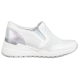 Filippo Openwork läder slipons vit grå