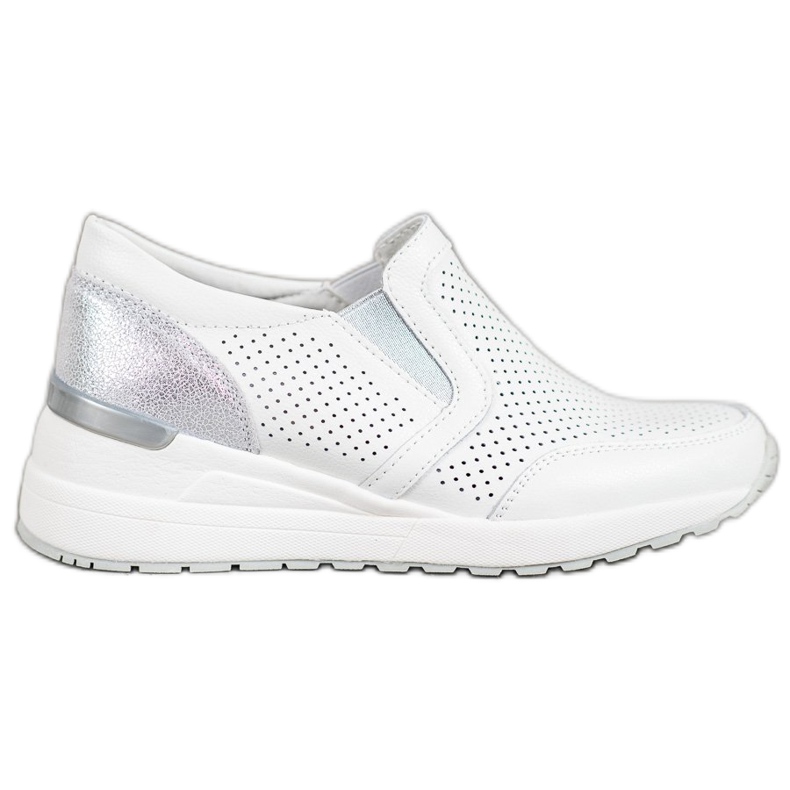 Filippo Openwork läder slipons vit grå