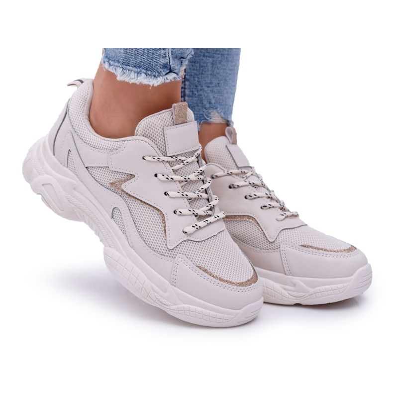 BUGO Kvinnors sportskor Beige Glitter Winchester