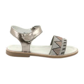 American Club Girls 'Sandals Leather Silver Metallic Insert med paljetter GC07/20
