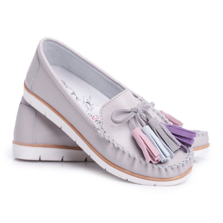 EVE Dam Loafers Läder Grå Bebbo