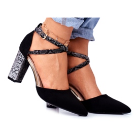 S.Barski Kvinnors pumpar på en häl orm svart tillsammans mångfärgad