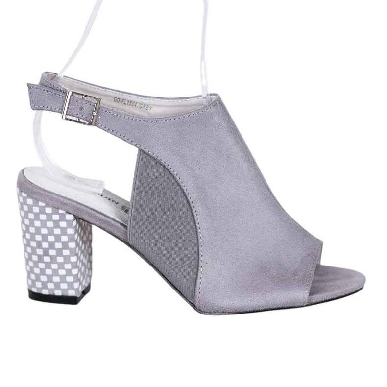 Goodin Inbyggda sandaler med rutig klack grå