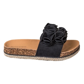 Bekväma tofflor med blommor VINCEZA svart