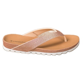 VINCEZA flip-flops med glitter rosa gul