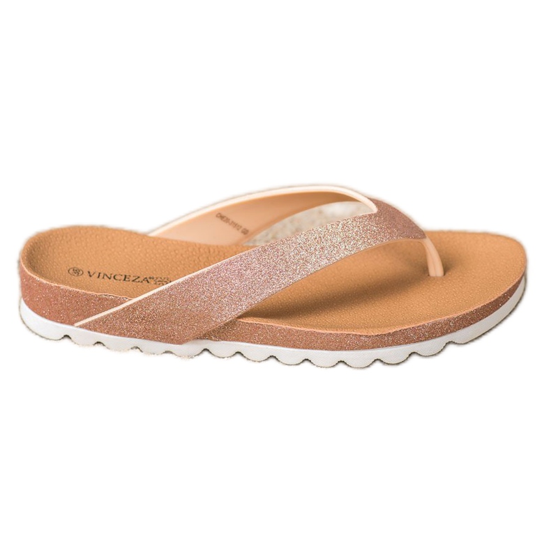 VINCEZA flip-flops med glitter rosa gul
