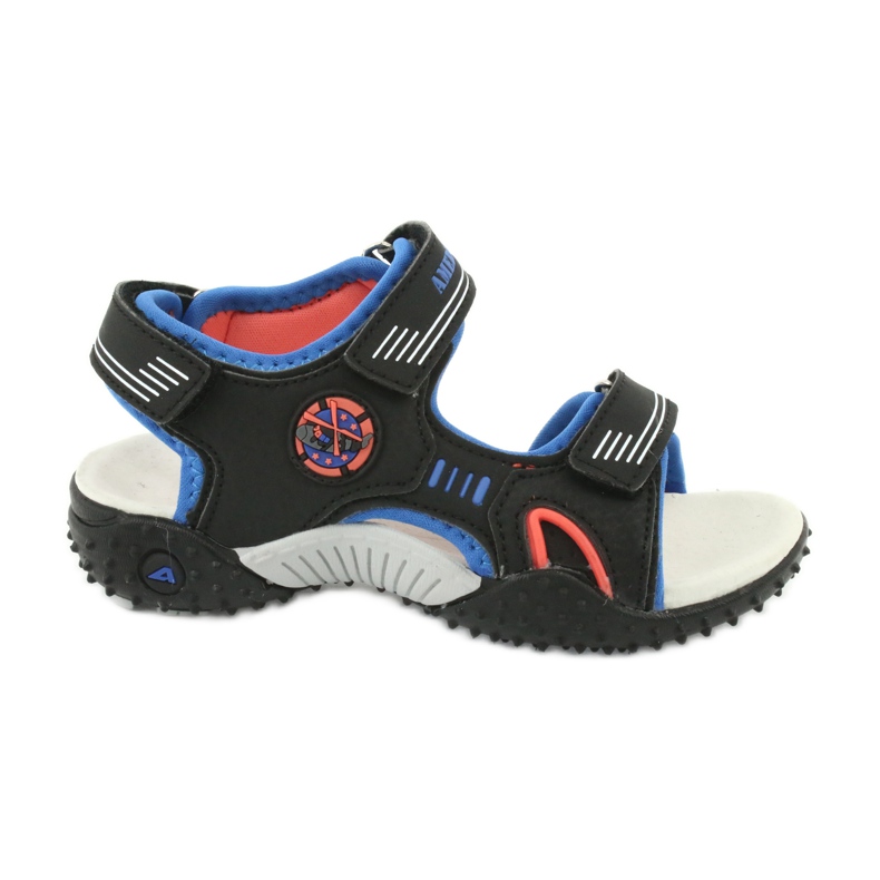 American Club Amerikanska HL20/20 läder innersula sandaler, svart/blå