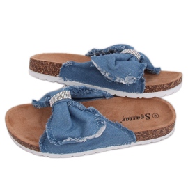 Canvas tofflor på kork BG60P ljusblå