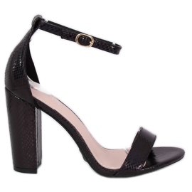 Holografiska högklackade sandaler TU135P Svart