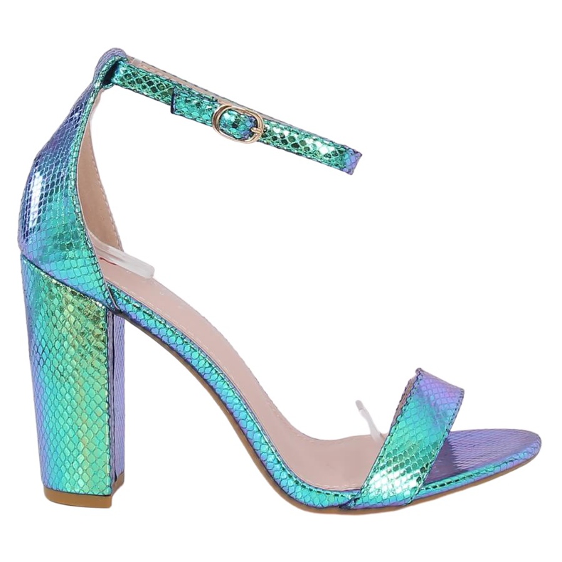 Holografiska högklackade sandaler TU135P Grön blå