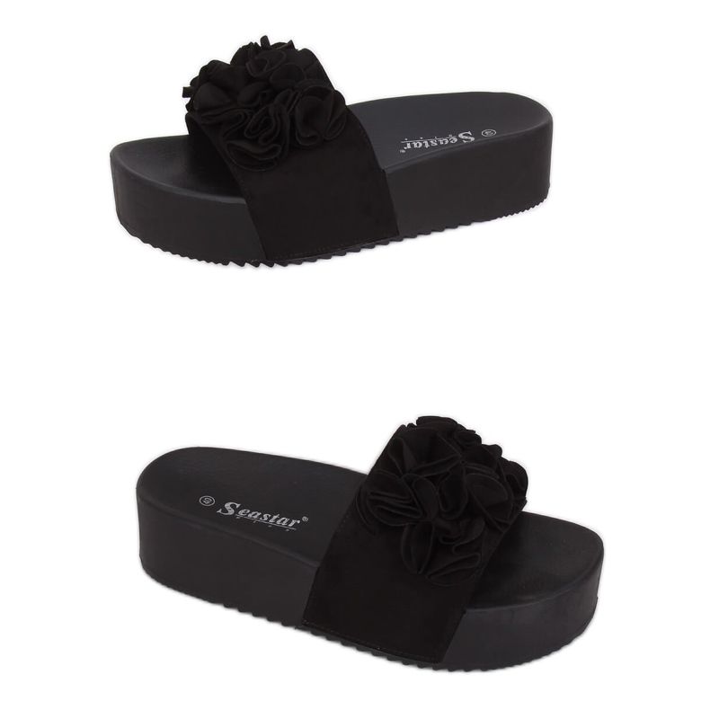 Svarta CK148P Svart tofflor med hög sula