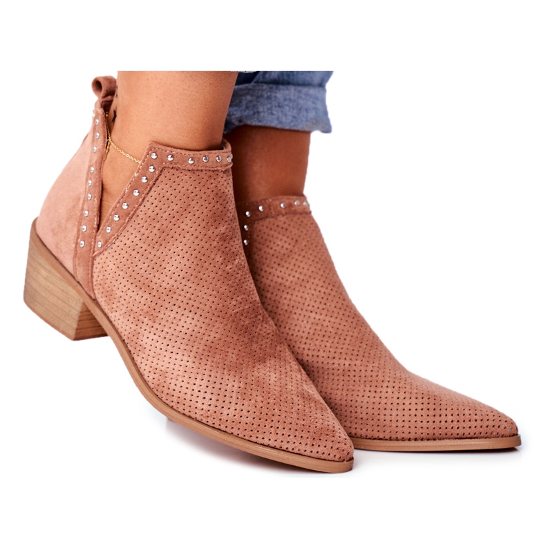 Bellucci Dam stövlar på hälen mocka Openwork rosa Margate