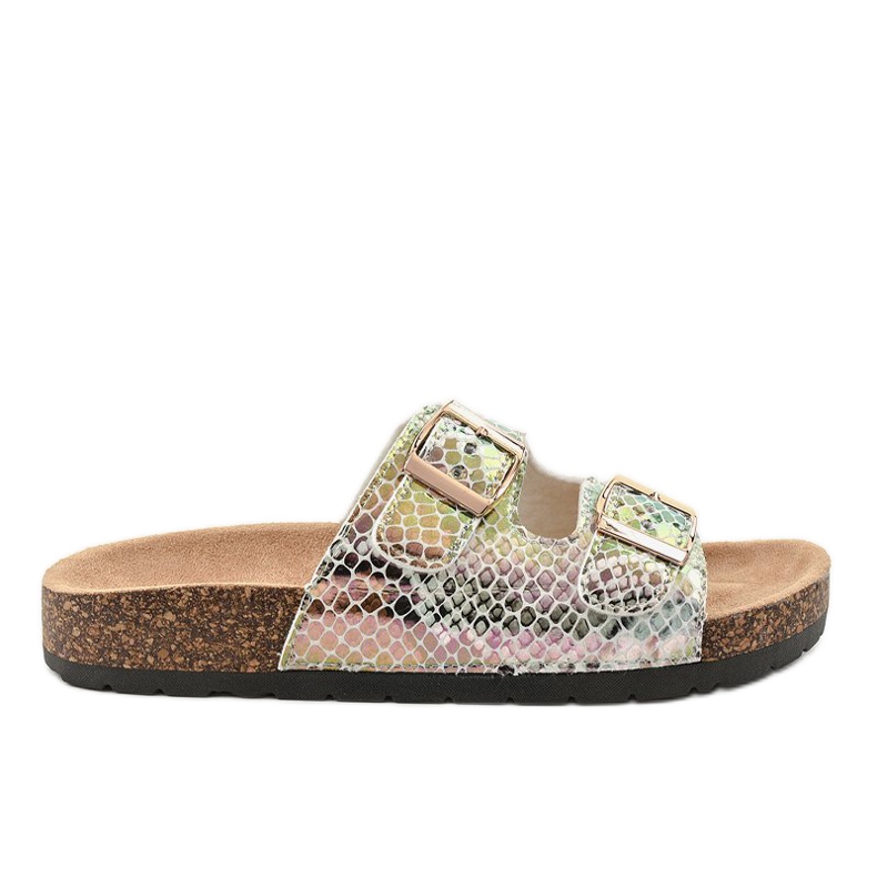 Silver tofflor med spännen DZ101-16 grå mångfärgad