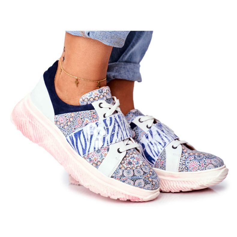 Sportskor Dam lädersneakers Maciejka 04448-27 brun marinblå