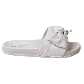 VINCEZA tofflor med rosett grå