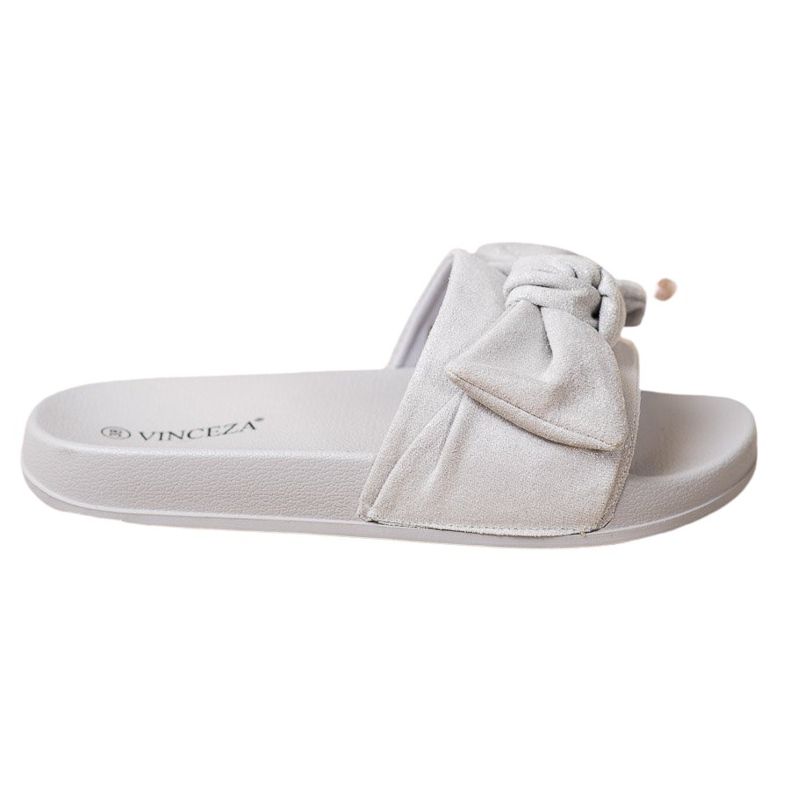 VINCEZA tofflor med rosett grå