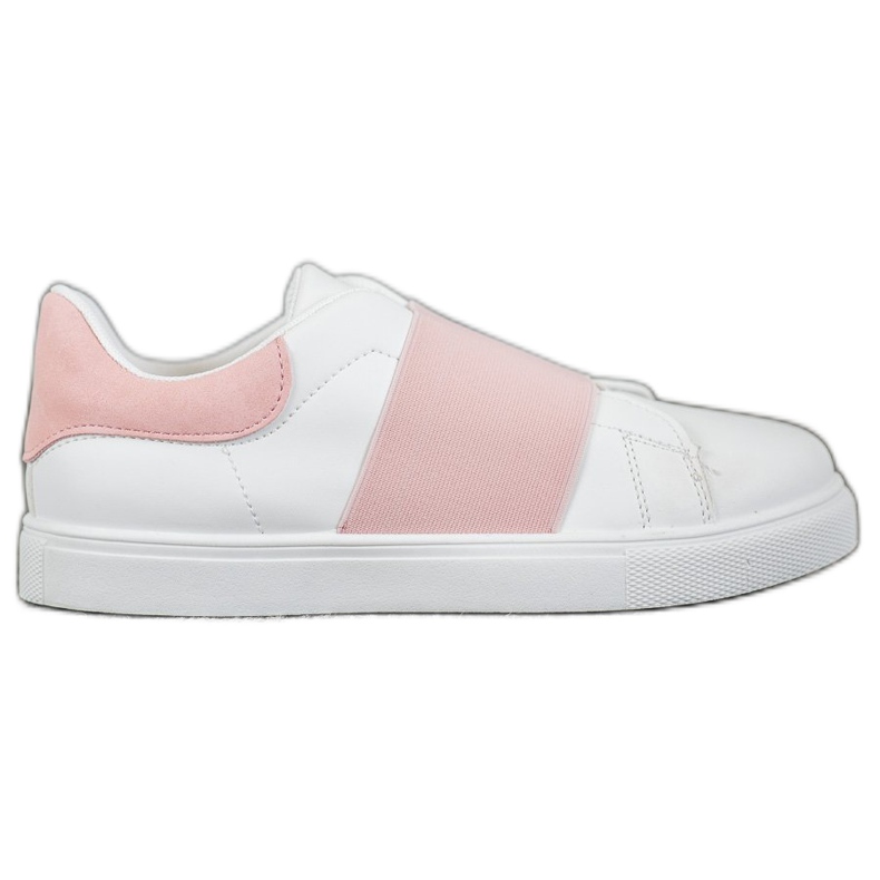 SHELOVET Slip-on skor med elastiskt band vit rosa