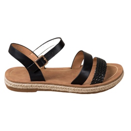 SHELOVET Flätade ekolädersandaler svart