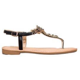 Small Swan Snygga sandaler med cubic zirconia svart