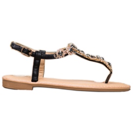 Small Swan Sandaler med flip-flops med kubisk zirkoniumoxid svart