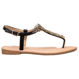 Small Swan Eleganta sandaler med cubic zirconia svart