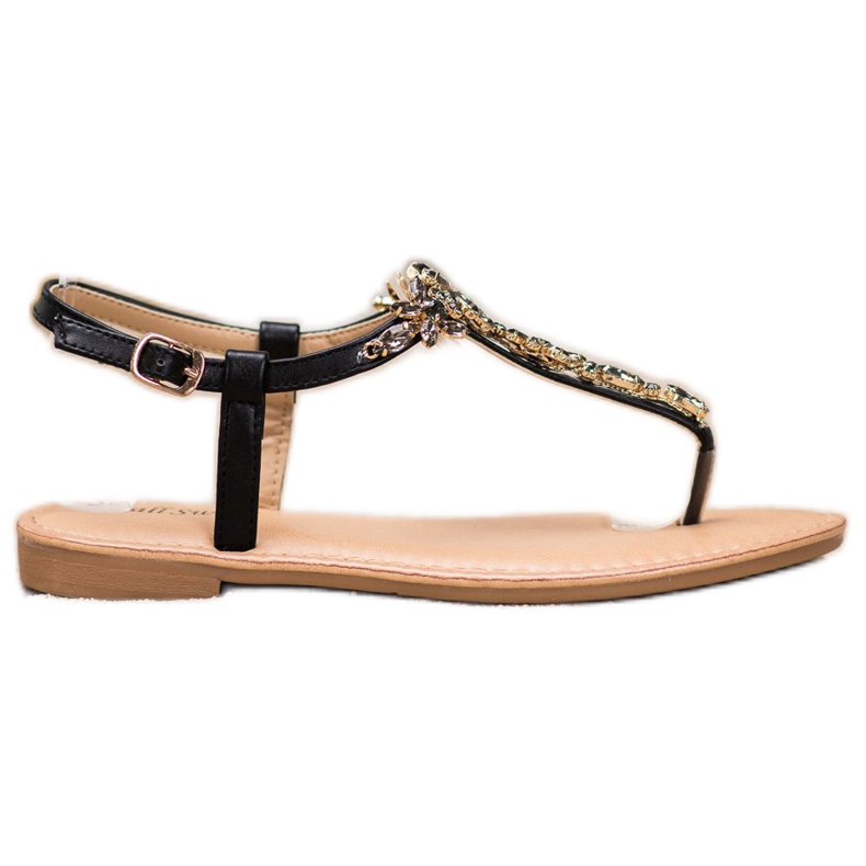 Small Swan Eleganta sandaler med cubic zirconia svart