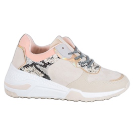 SHELOVET Snake Print Sneakers brun