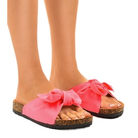 Rosa dekorerade tofflor med rosett WS9003-5