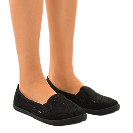 HJ1709 svarta slip-on openwork sneakers