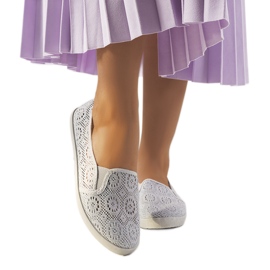 HJ1709 Grå Openwork Slip-On Sneakers