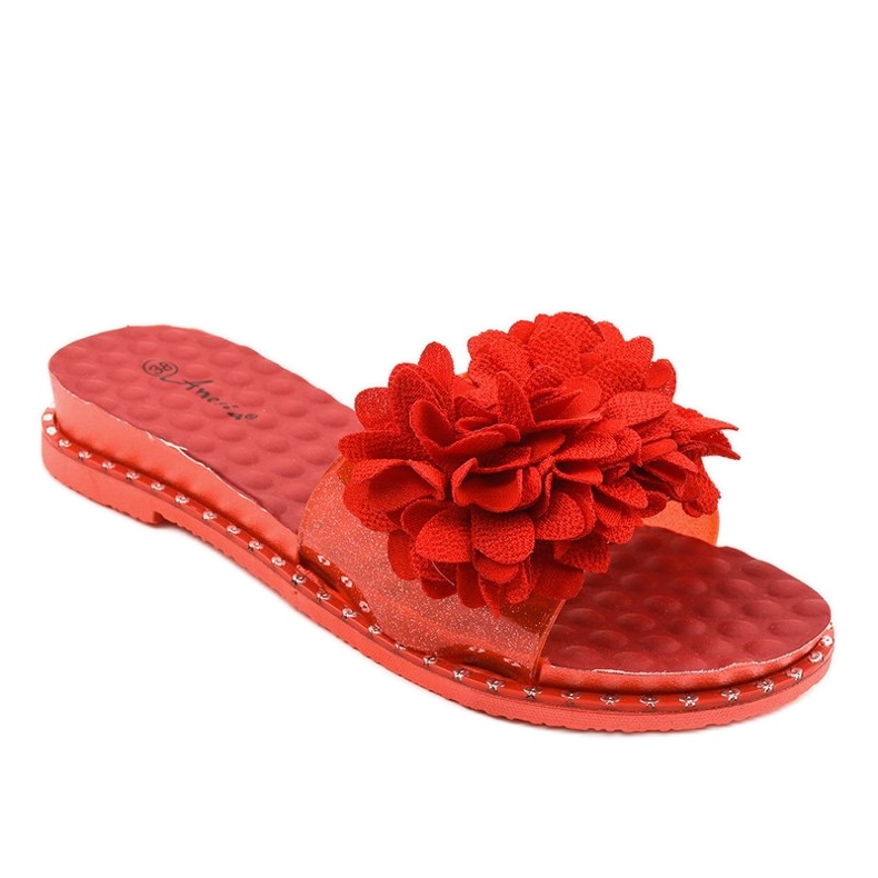 Röda flip-flops med blommor N-49