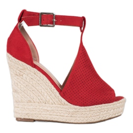 SHELOVET Sandaler med kilklack röd