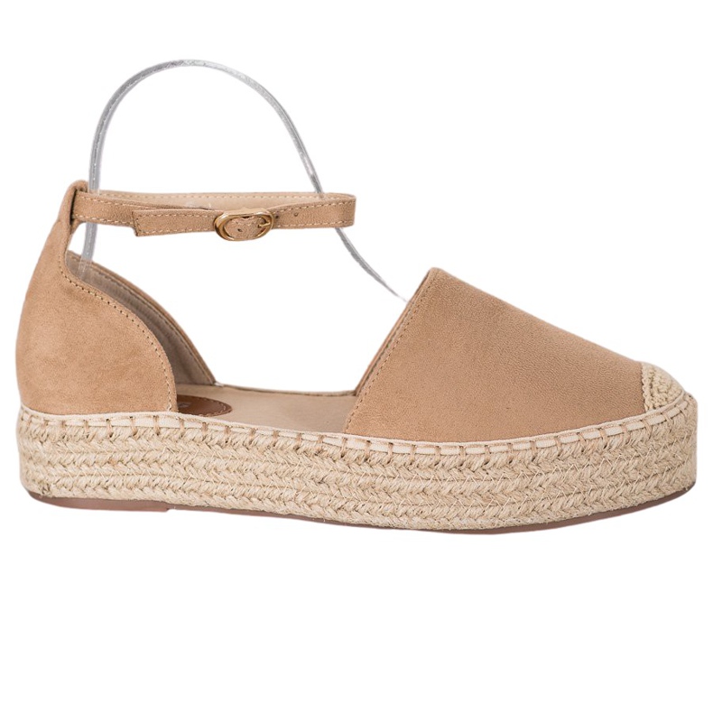 SHELOVET Espadrilles med spänne brun