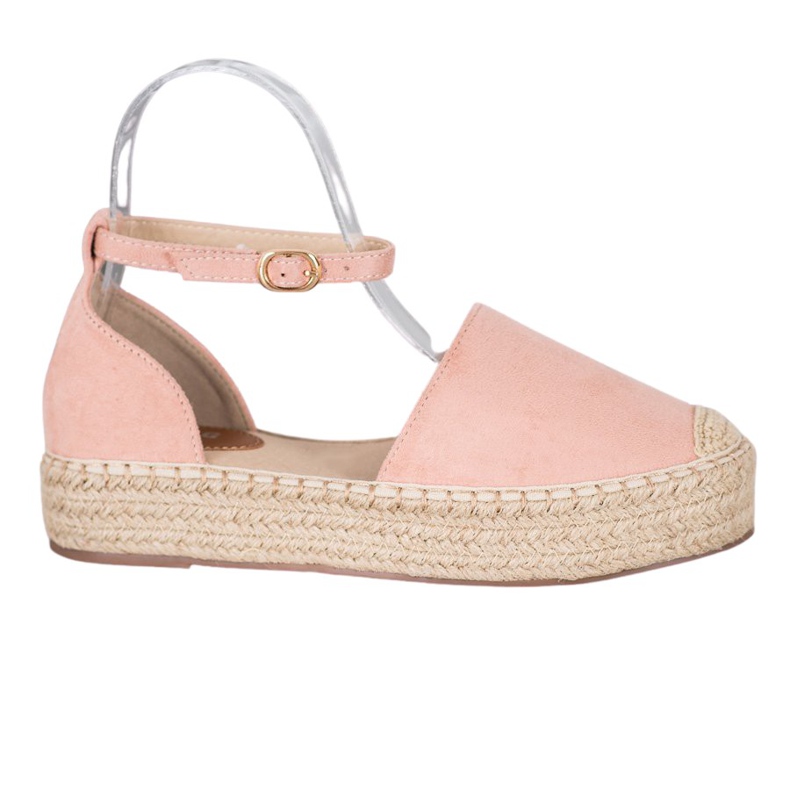 SHELOVET Espadrilles med spänne rosa