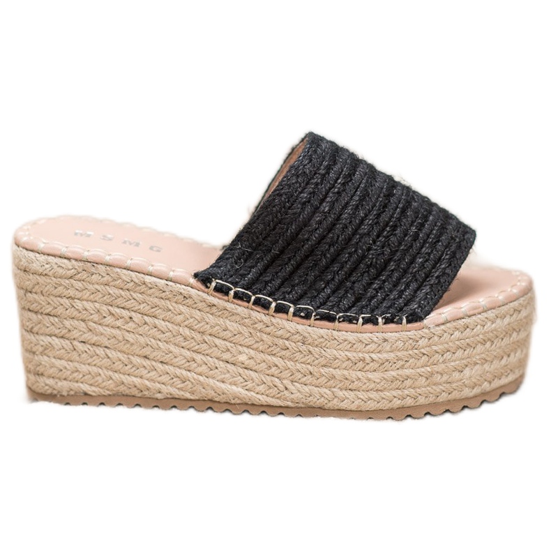 SHELOVET Flätade kilsandaler svart