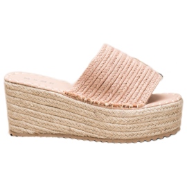 SHELOVET Flätade kilsandaler rosa