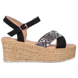 SHELOVET Wedge Sandals Ormtryck svart
