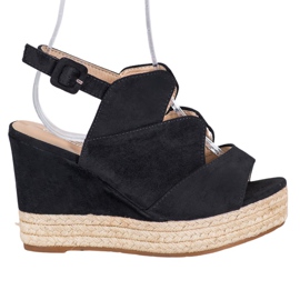 Small Swan Fashion Wedge Sandaler svart
