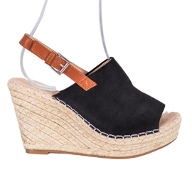 Small Swan Trendiga sandaler i mocka svart