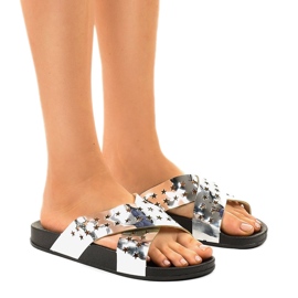 Silver tofflor med stjärnor D7627-3 mångfärgad