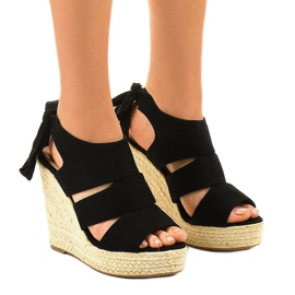 Svarta sandaler med espadrilles wedge 77-77