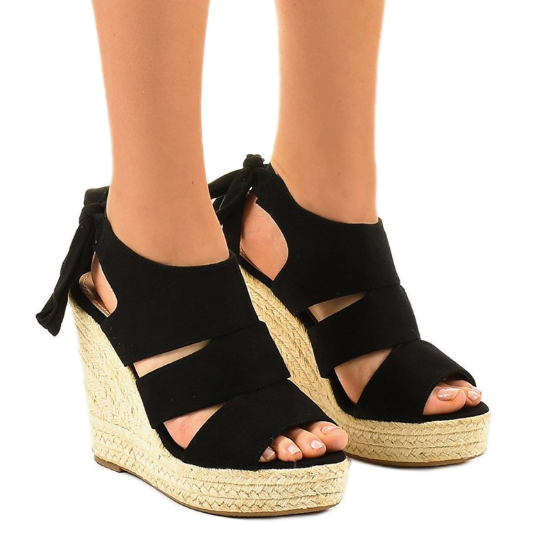 Svarta sandaler med espadrilles wedge 77-77