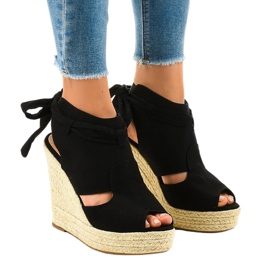Svarta sandaler med espadrilles wedge 77-20