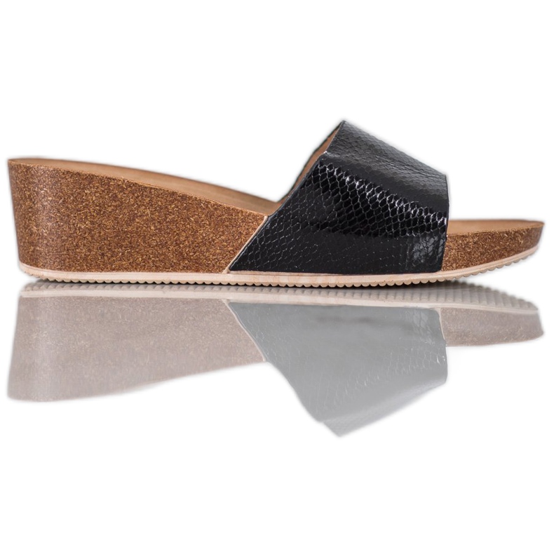 Small Swan Eco Leather Tofflor svart