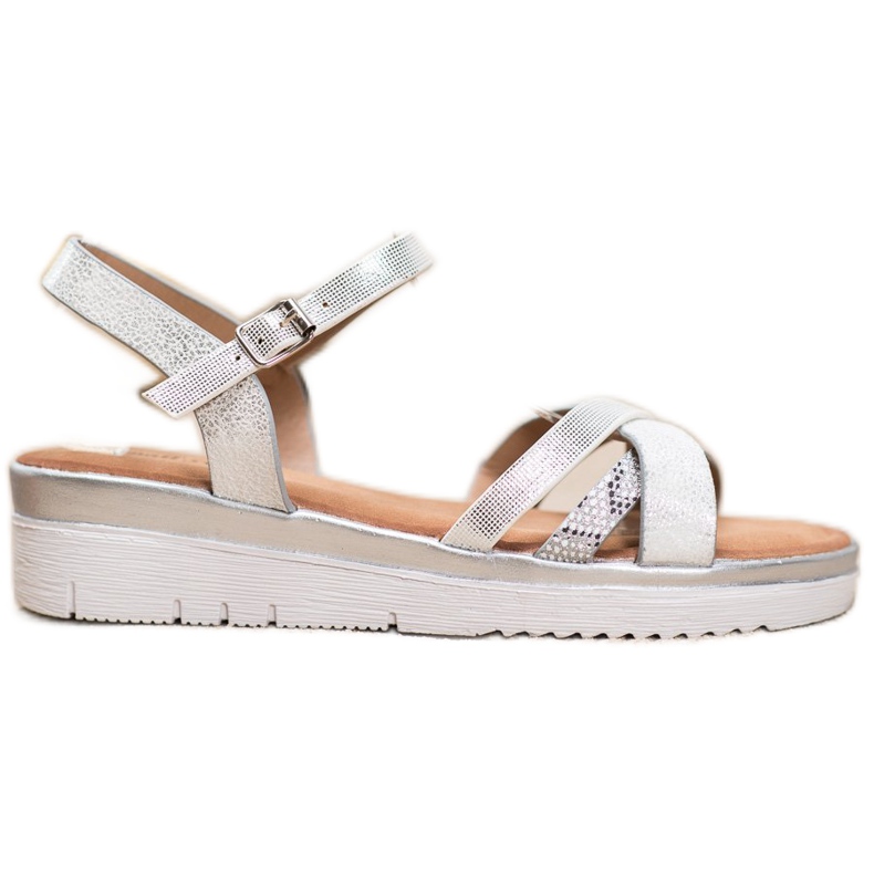 Small Swan Bekväma sandaler med cubic zirconia grå